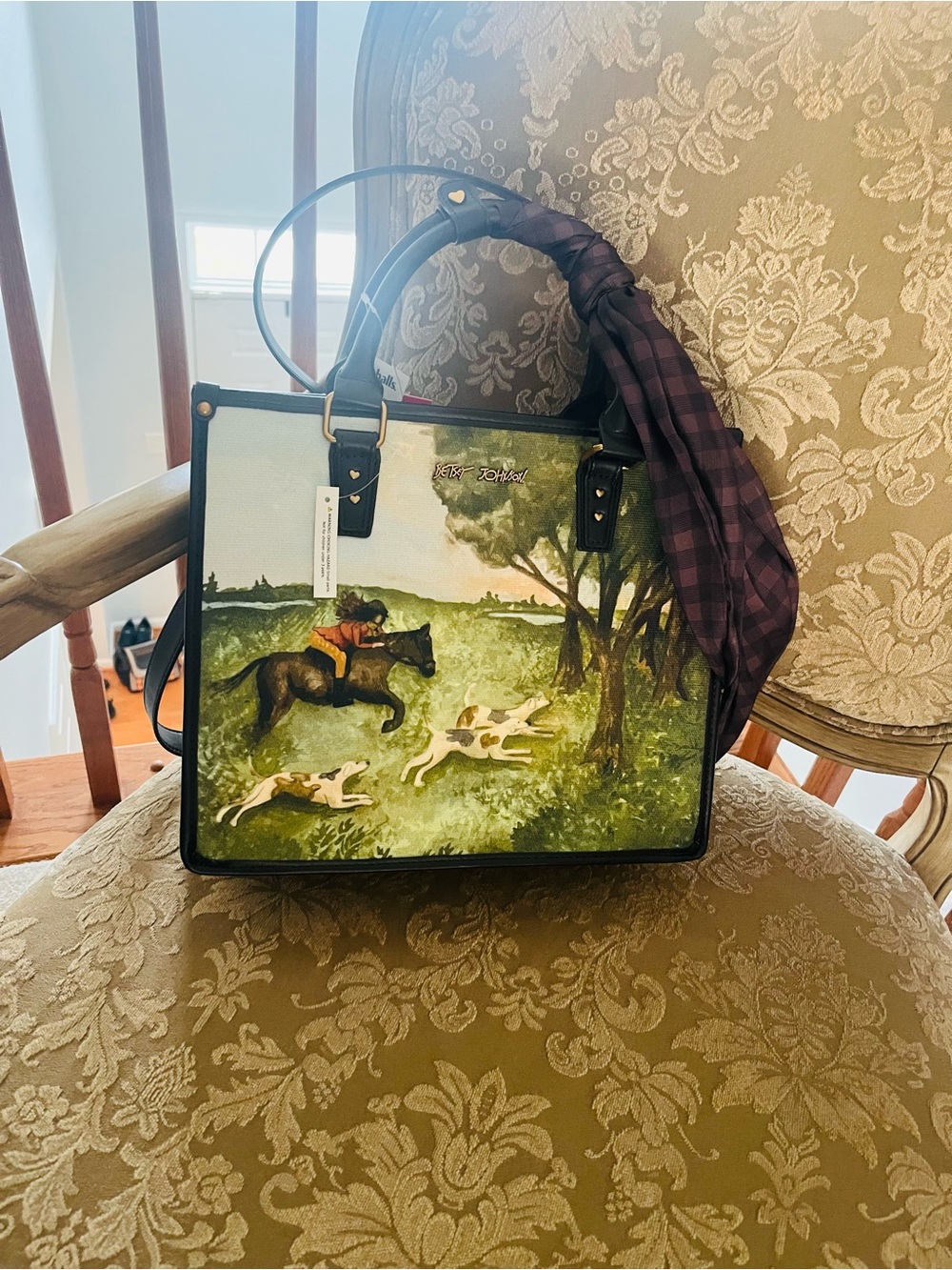 Betsey Johnson Equestrian Hunt Scene Satchel
Handbag - NWT